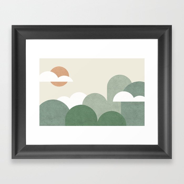 Mountains and Clouds - Landscape Framed Art Print