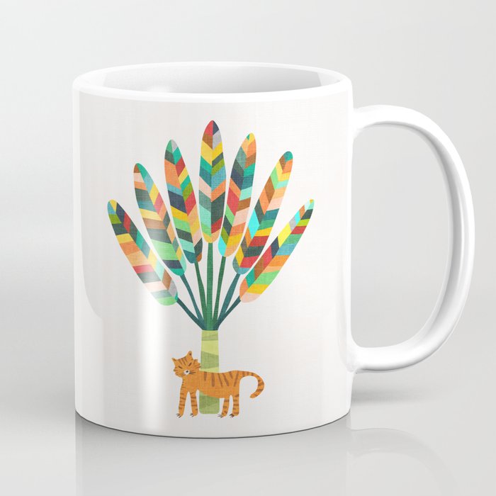 Whimsical travelers palm with tiger Coffee Mug