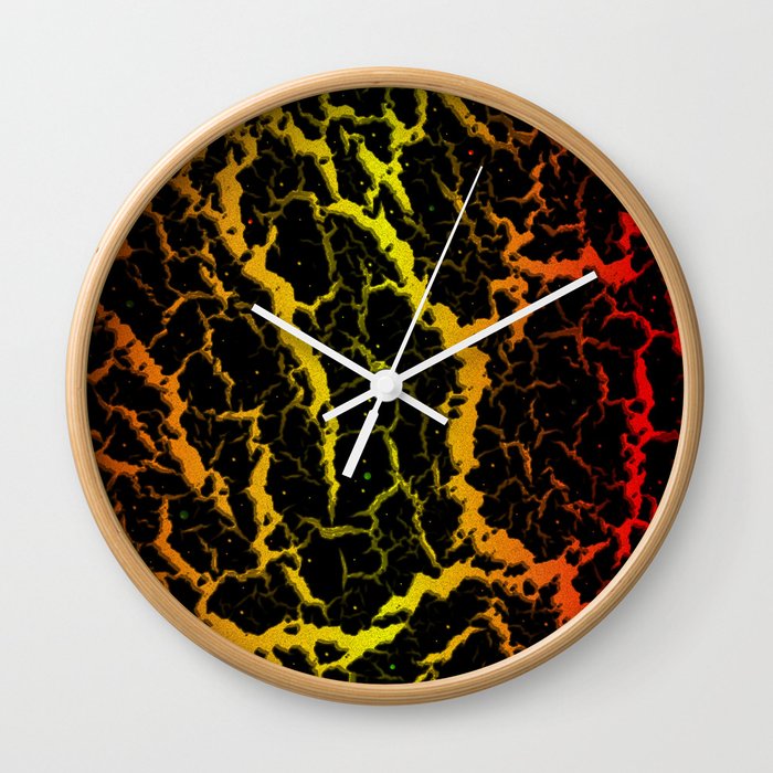Cracked Space Lava - Rainbow OYR Wall Clock