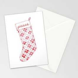 Christmas Stockings Red and Green Stationery Card