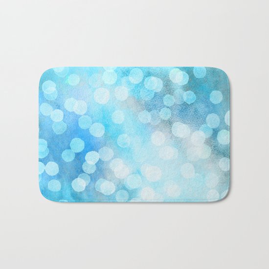 Turquoise Snowstorm - Abstract Watercolor Dots Bath Mat