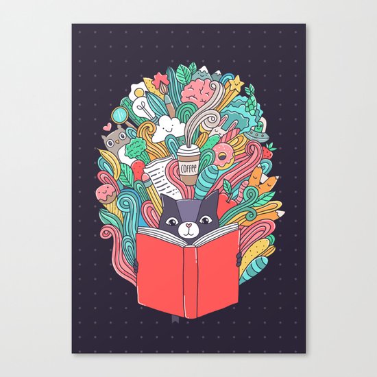 Cat reading a book. Canvas Print