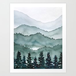 Watercolor Mountains Art Print