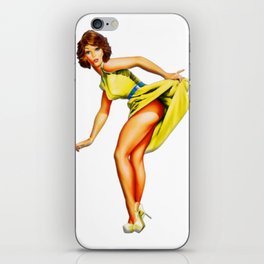Copy of Sexy Blonde Vintage Pinup In Blue Dress iPhone Skin