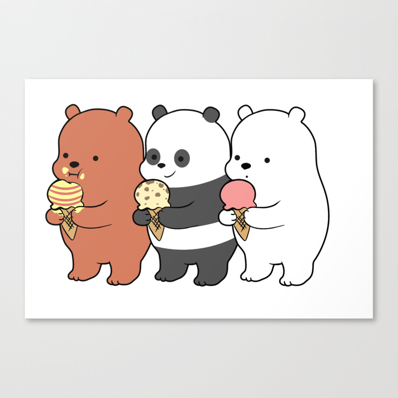 Baby Bears Eating Some Ice Cream Canvas Print by milyurissa | Society6