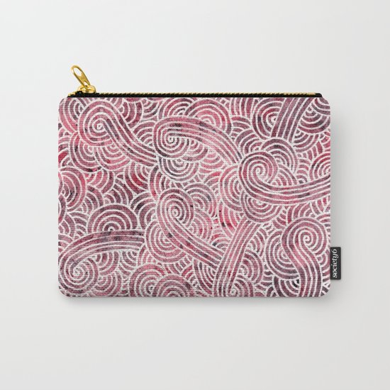 Burgundy red and white swirls doodles Carry-All Pouch
