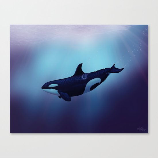 "Lost in Fantasy" by Amber Marine ~ Orca / Killer Whale Art, (c) 2015 Canvas Print