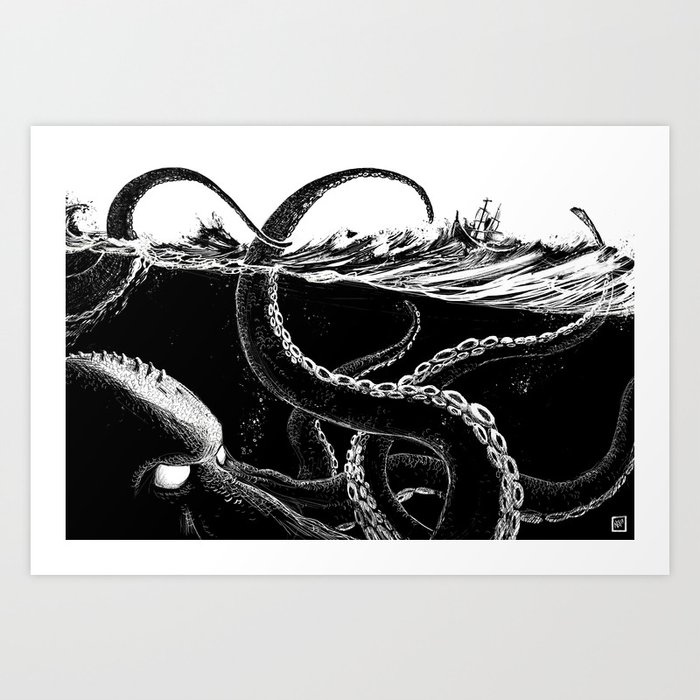 Kraken Rules the Sea Art Print