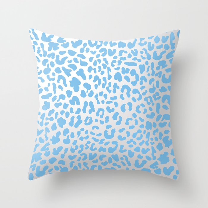 Light Blue & Silver Leopard Print Throw Pillow