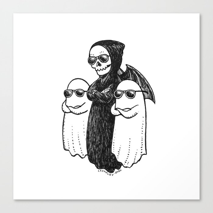 Cute Grim Reaper and Ghosts Canvas Print