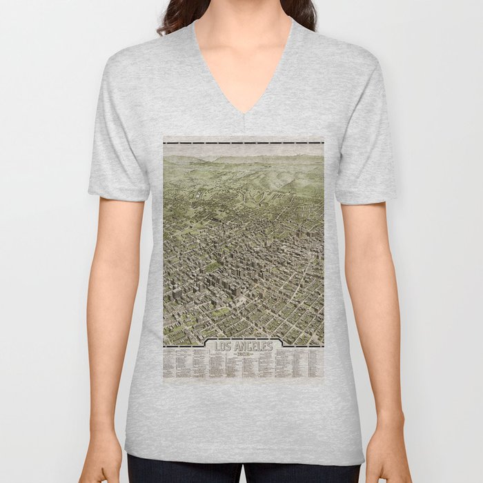 Map of Los Angeles, California - 1909vintage pictorial map V Neck T Shirt