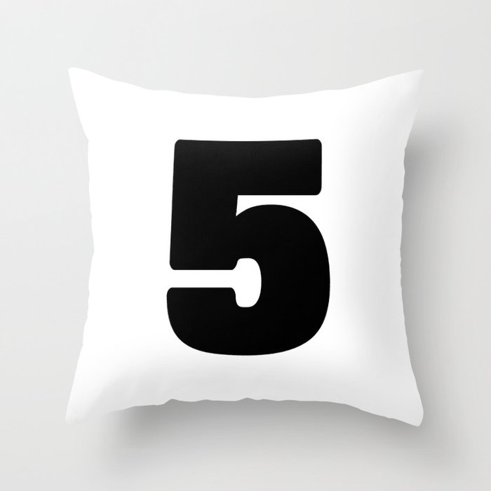 5 (Black & White Number) Throw Pillow