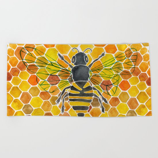 Bee & Honeycomb Beach Towel