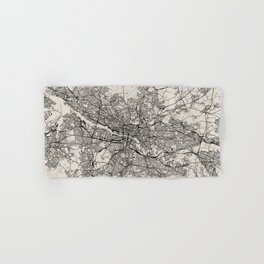 Glasgow, Scotland. City Map Drawing - Black and White Hand & Bath Towel