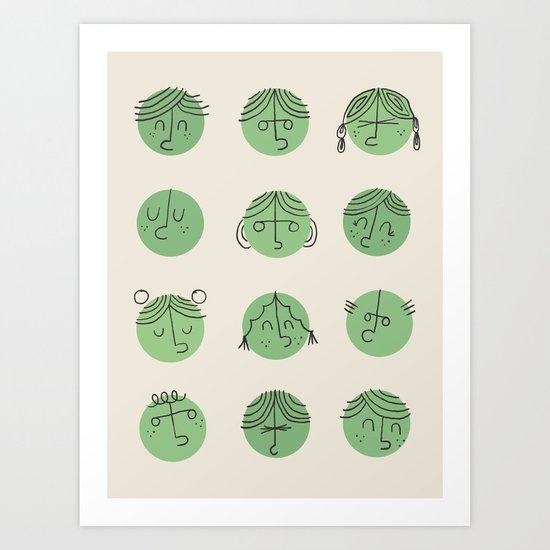 green faces Art Print