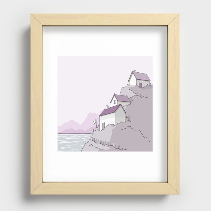Houses on a cliff Recessed Framed Print
