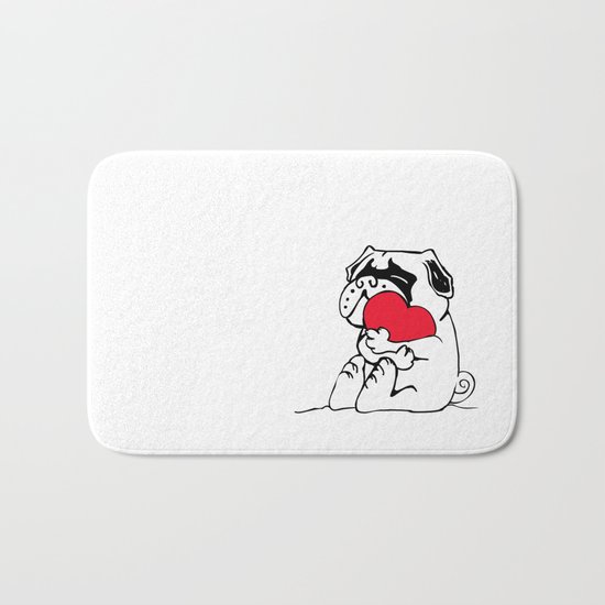 Pug Heart Bath Mat