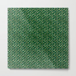 Emerald Green Gold Spots Pattern Metal Print