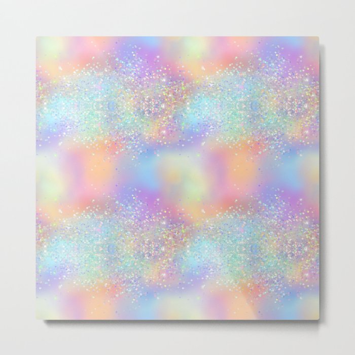 Pretty Holographic Glitter Rainbow Metal Print