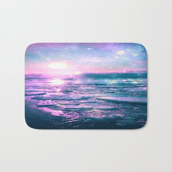 Mystic Waters Vibrant Pink Blue Lavender Bath Mat