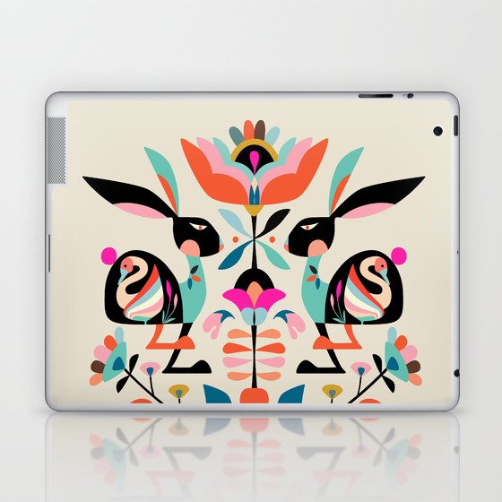 Rabbits & Ducks Folk Art Laptop & iPad Skin