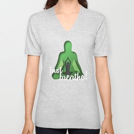 Yoga and meditation quotes paper cut out effect green V Neck T Shirt
