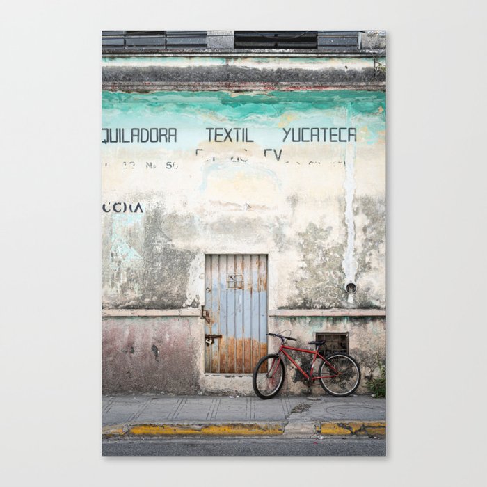 Travel photography print “Mexico wall with bicycle” photo art  Canvas Print