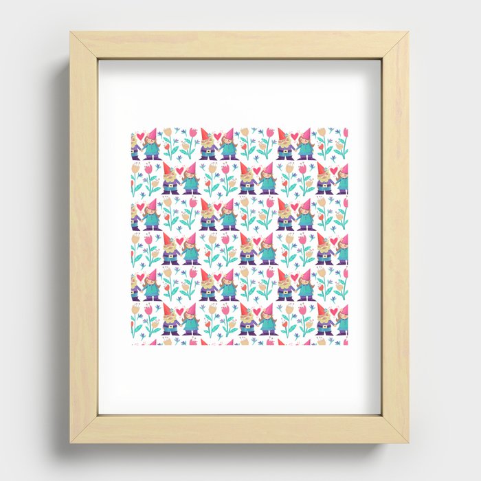 Gnome Love Pattern Recessed Framed Print