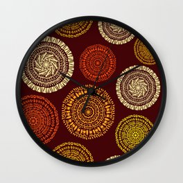 African Round Ethnic Mandala Tribal Design Wall Clock