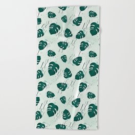 Monstera Green Pitter Pattern Beach Towel