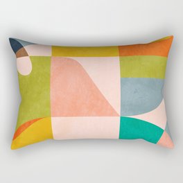 mid century abstract shapes spring I Rectangular Pillow