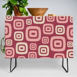 Retro Mid Century Modern Abstract Pattern 429 Raspberry Pink and Beige Credenza