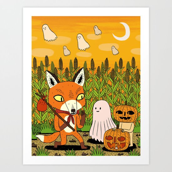 The Fox and the Pumpkin Art Print
