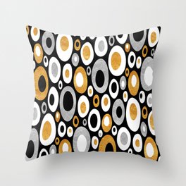 Mid Century Modern Ovals - Small Print in Black, White, Gold, Silver Throw Pillow