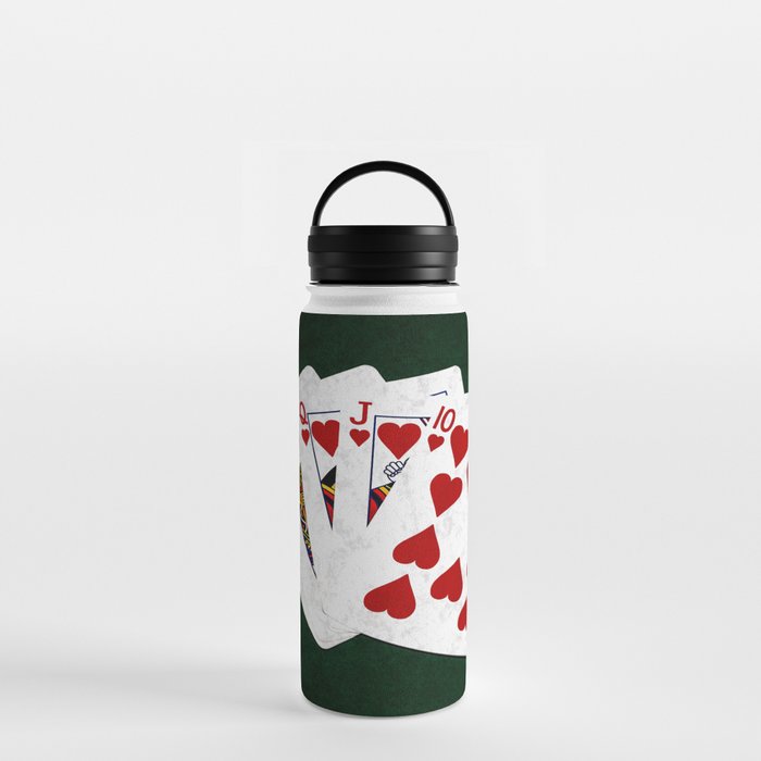 Poker Royal Flush Hearts Water Bottle