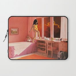 HOT LAVA by Beth Hoeckel Laptop Sleeve | Bedroom, Curated, Sky, Photomontage, Photo, Bed, Lava, Surrealism, Orange, Children 