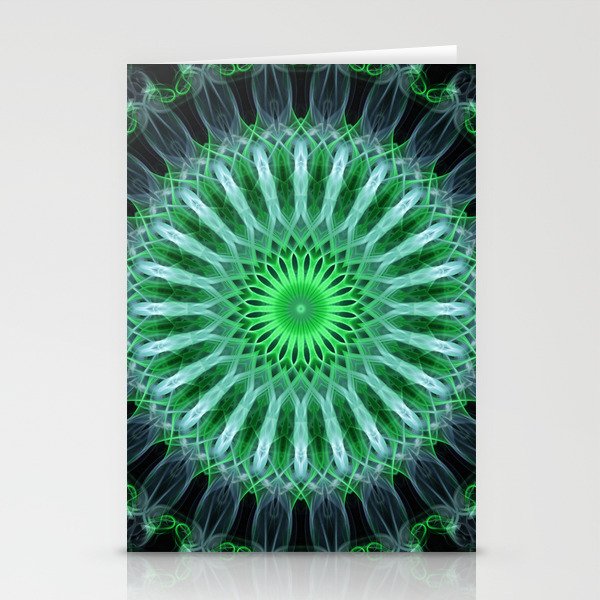 Glowing and pastel green mandala Stationery Cards