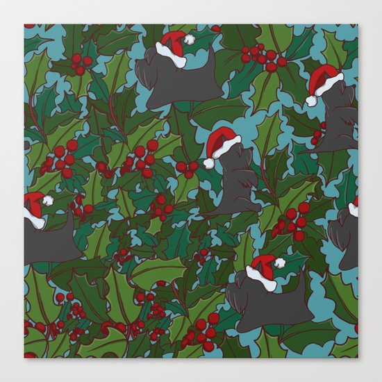 Christmas Dog Pattern Canvas Print