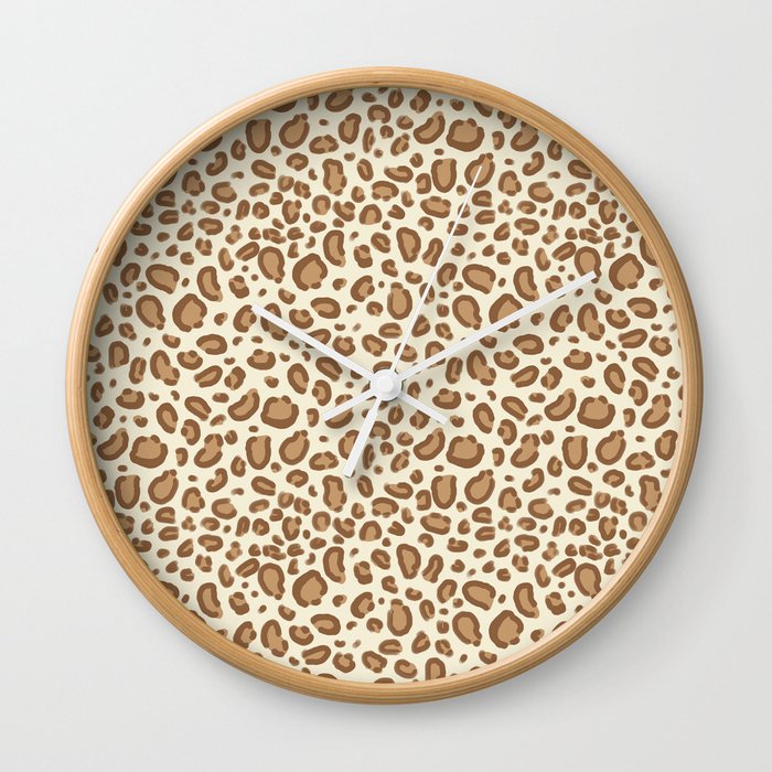 Leopard spots animal pattern print minimal basic home decor safari animals Wall Clock