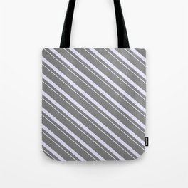 [ Thumbnail: Grey & Lavender Colored Lines/Stripes Pattern Tote Bag ]