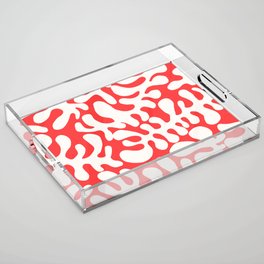 White Matisse cut outs seaweed pattern 19 Acrylic Tray