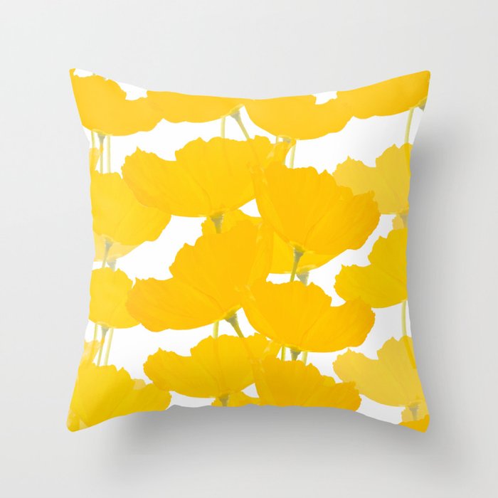 Yellow Mellow Poppies On A White Background #decor #society6 #buyart Throw Pillow