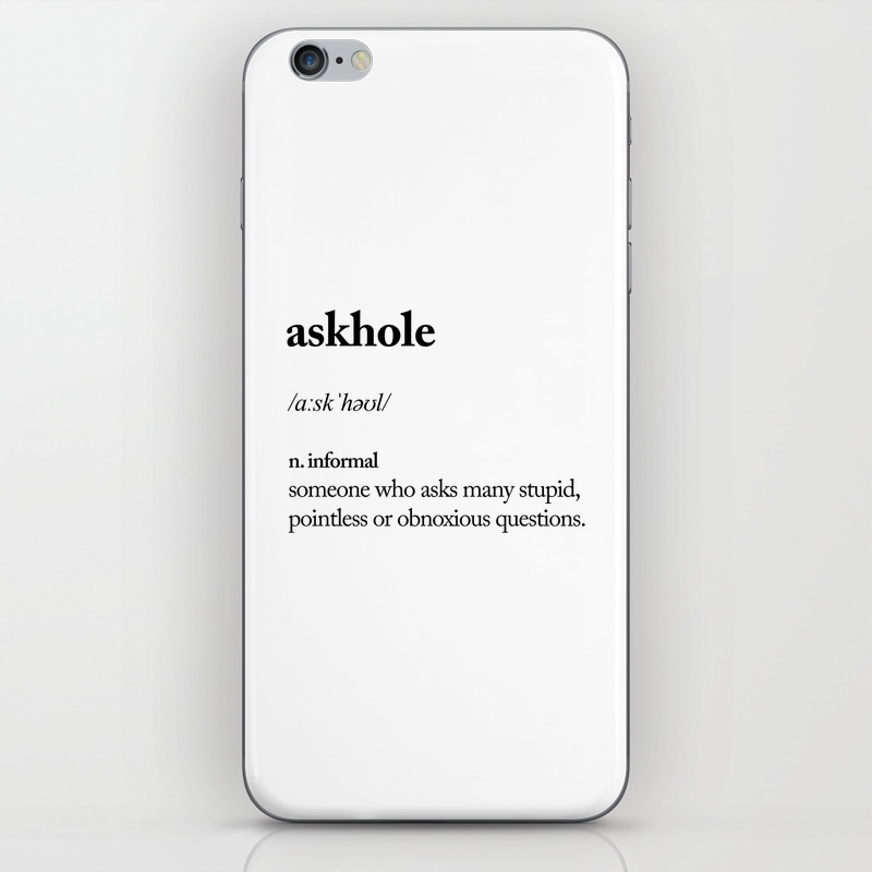 Askhole Funny Meme Dictionary Definition Black And White