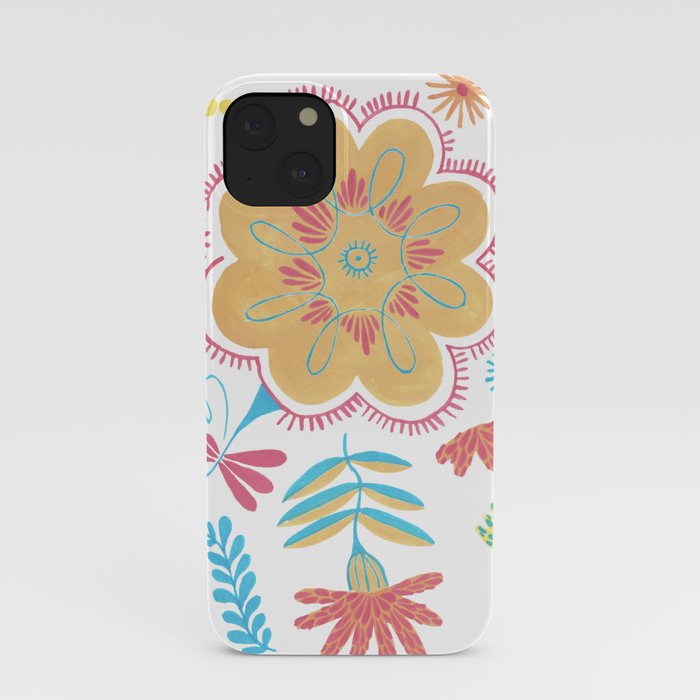 Ethnic Floral Gouache Flower Pattern Herbal iPhone Case