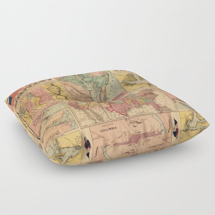 Vintage United States Civil War Military Strategic Maps Floor Pillow