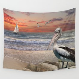 Pelican lookout post Wall Tapestry