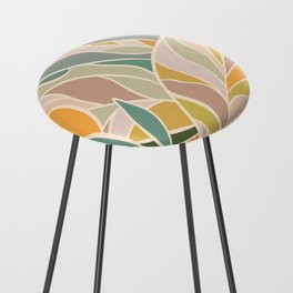 Abstract Botanical Mid century Modern Counter Stool