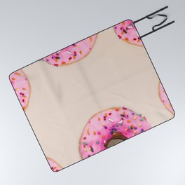 Donuts with pink frosting and sprinkles portrait art painting for kitchen, dining room, and home and wall decor Picnic Blanket