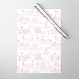 Toile de Jouy Vintage French Romantic Pastoral Baby Pink & White Wrapping Paper