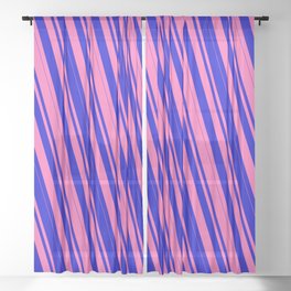 [ Thumbnail: Hot Pink & Blue Colored Lines/Stripes Pattern Sheer Curtain ]